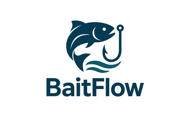Logo for a fishing company called baitflow